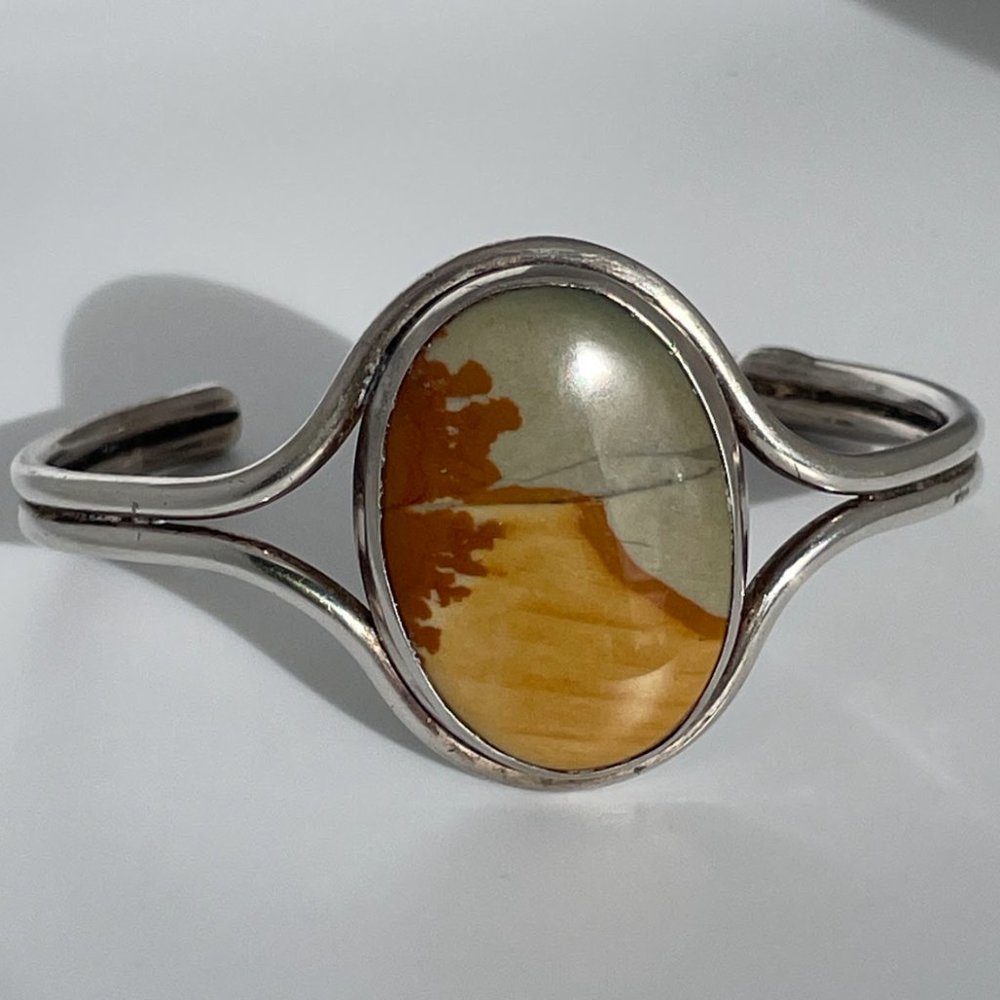 Vintage Sterling Silver Cuff with Picture Jasper